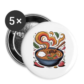 Ramen Heart Magic with Vegetable Scent - Buttons large 2.2''/56 mm (5-pack) - white - Front
