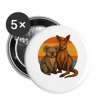 Koala und Känguru - Buttons groß 56 mm (5er Pack) - Weiß - Vorne