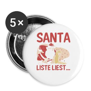 Weihnachtsmann Weihnachtszeit Unartig Weihnachts - Buttons groß 56 mm (5er Pack) - Weiß - Vorne
