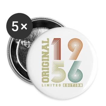 Original 1956 Vintage Vintage Anniversaire Rétro - Lot de 5 grands badges (56 mm) - blanc - Devant