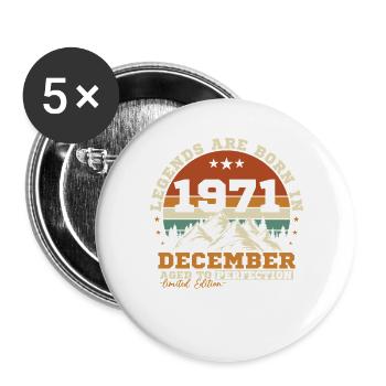 Décembre 1971 Vintage Cadeau D'anniversaire - Lot de 5 grands badges (56 mm) - blanc - Devant