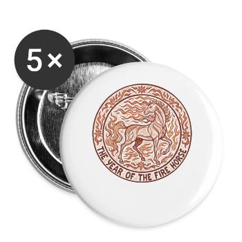 Das Jahr des Feuerpferd-Designs - Buttons groß 56 mm (5er Pack) - Weiß - Vorne