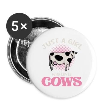 Juste une fille qui aime les vaches - Lot de 5 grands badges (56 mm) - blanc - Devant