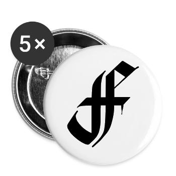 Abréviation de police Fraktur F - Lot de 5 grands badges (56 mm) - blanc - Devant