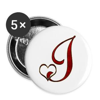 Rose Gold J-Heart Monogram - Buttons large 2.2''/56 mm (5-pack) - white - Front