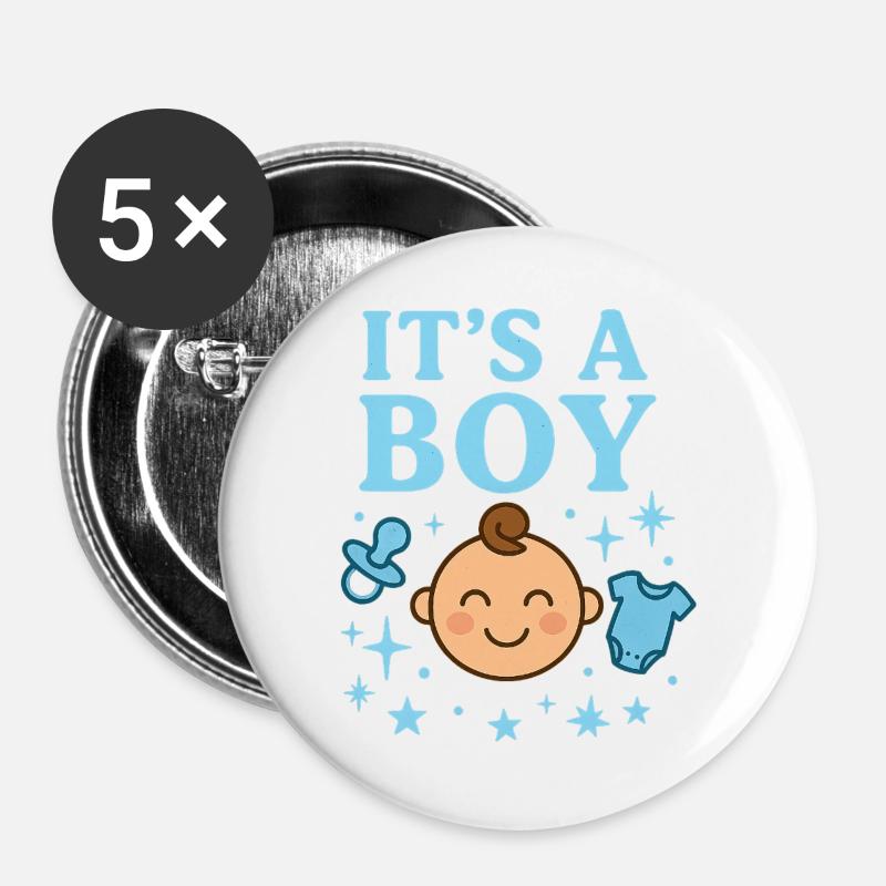 It's a Boy – Baby Motif - Buttons large 2.2''/56 mm (5-pack) - white