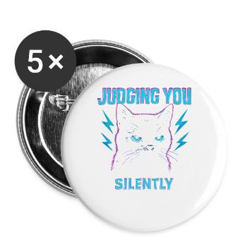 Humour félin, idée cadeau chat, animaux de compagnie drôles - Lot de 5 grands badges (56 mm) - blanc - Devant