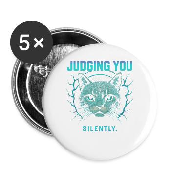 Katze Humor Katzen Geschenkidee Lustig Haustiere - Buttons groß 56 mm (5er Pack) - Weiß - Vorne