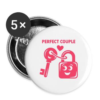 Perfect Couple Key and Lock Love - Buttons groß 56 mm (5er Pack) - Weiß - Vorne