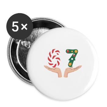 Sapin canne d’orge de Noël numéro 67 - Lot de 5 grands badges (56 mm) - blanc - Devant
