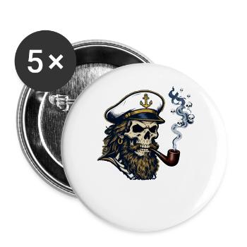 St Pauli Hamburg Paulianer Totenkopf Hafen Captain - Buttons large 2.2''/56 mm (5-pack) - white - Front