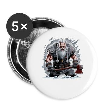 Légende viking marin viking Odin Corbeau Santa - Lot de 5 grands badges (56 mm) - blanc - Devant