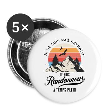 Full-time hiker not retired - Buttons large 2.2''/56 mm (5-pack) - white - Front