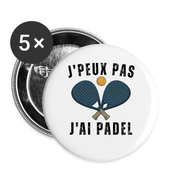 I can't I have padel - Buttons large 2.2''/56 mm (5-pack) - white - Front