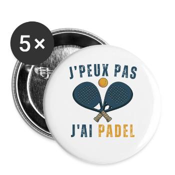 I can't I have padel - Buttons large 2.2''/56 mm (5-pack) - white - Front