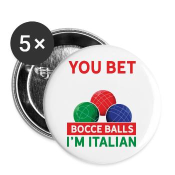 Funny Italian Bocce Ball Player Sports Design - Buttons large 2.2''/56 mm (5-pack) - white - Front