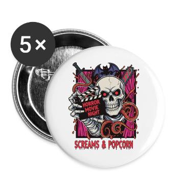 Popcorn du Crâne de la Nuit d’Horreur - Lot de 5 grands badges (56 mm) - blanc - Devant