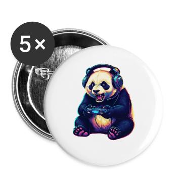 Parrot Gaming Animal Video Games Funny Parrot - Buttons large 2.2''/56 mm (5-pack) - white - Front