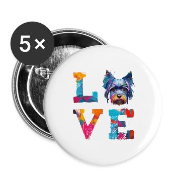 Miniaturschnauzer lieben bunte Farbspritzer - Buttons groß 56 mm (5er Pack) - Weiß - Vorne