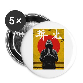 Budo-Spirit!  Japanisches Kampfkunst Design - Buttons groß 56 mm (5er Pack) - Weiß - Vorne