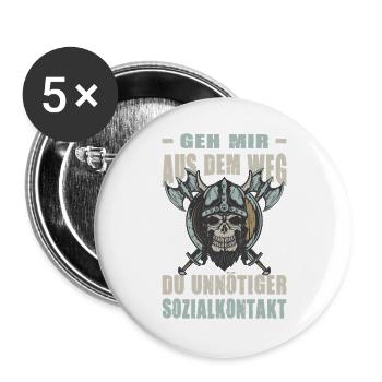 Vikinger Outfits Valhalla Nordische Mythologie - Buttons groß 56 mm (5er Pack) - Weiß - Vorne