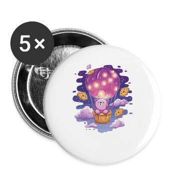 Ballon ours au paradis des cookies - Lot de 5 grands badges (56 mm) - blanc - Devant