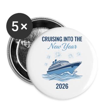 Cruising Into The New Year 2026 Fireworks - Buttons large 2.2''/56 mm (5-pack) - white - Front