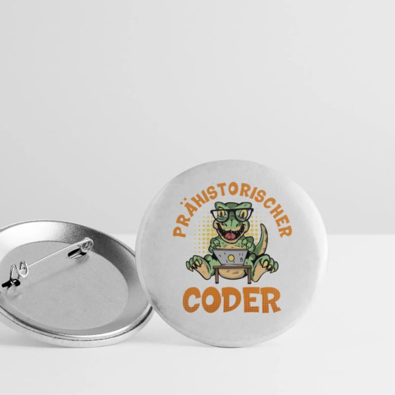Coding PRÄHISTORISCHER CODER Lustiges Buttons groß 56 mm (5er Pack)