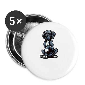 Parle au Paw Great Dane - Lot de 5 grands badges (56 mm) - blanc - Devant