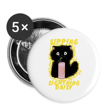 Energy Drink Sipping Lightning Daily - Buttons large 2.2''/56 mm (5-pack) - white - Front