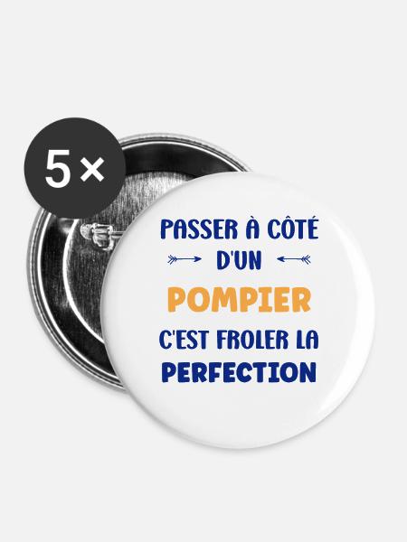 Feuerwehrmann - Buttons groß 56 mm (5er Pack) - Weiß