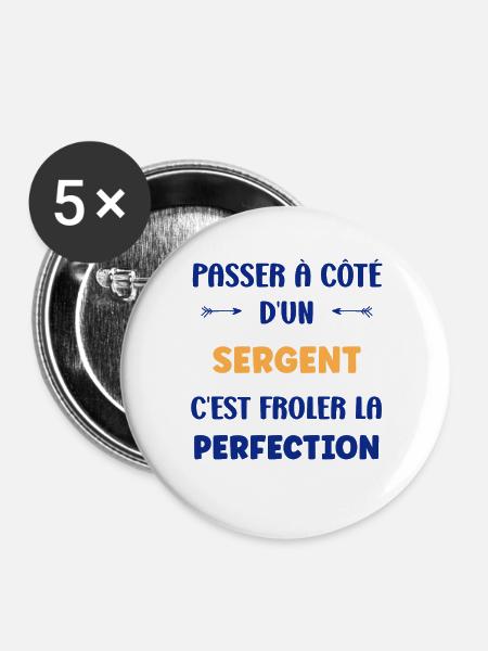 Sergeant - Buttons groß 56 mm (5er Pack) - Weiß