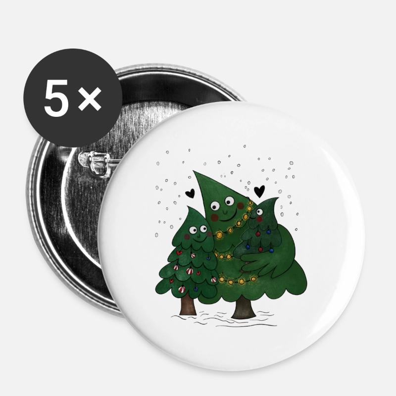 Little Christmas Tree Family - Buttons large 2.2''/56 mm (5-pack) - white