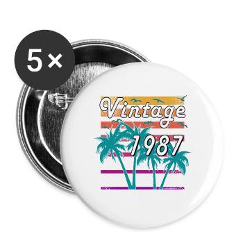 Palmiers tropicaux vintage 1987 - Lot de 5 grands badges (56 mm) - blanc - Devant