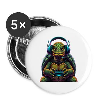 Turtle Gaming Animal Video Games Funny - Buttons large 2.2''/56 mm (5-pack) - white - Front