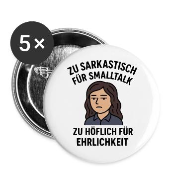 Too polite, too honest - comic saying for women - Buttons large 2.2''/56 mm (5-pack) - white - Front