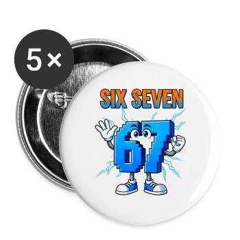 67 Gen Alpha Six Seven Italian 6 7 Brainrot - Buttons large 2.2''/56 mm (5-pack) - white - Front