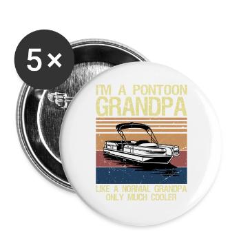 Cool Pontoon Boat Design for Grandpa Men Pontoon - Buttons groß 56 mm (5er Pack) - Weiß - Vorne