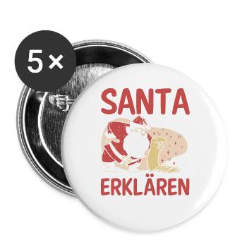 Santa Claus Christmas Time Naughty Christmas - Buttons large 2.2''/56 mm (5-pack) - white - Front