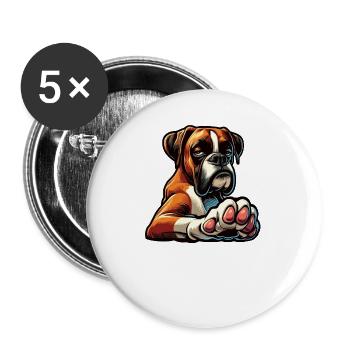Talk to the Paw Boxer Boxerhalter Boxerhund - Buttons large 2.2''/56 mm (5-pack) - white - Front