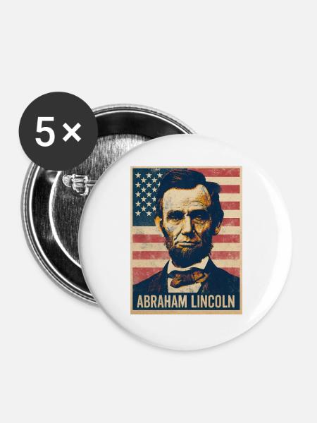 Abraham Lincoln Präsident Usa - Buttons groß 56 mm (5er Pack) - Weiß