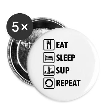 Mange, Dors, SUP, Répétez - Standup Paddling - Lot de 5 grands badges (56 mm) - blanc - Devant