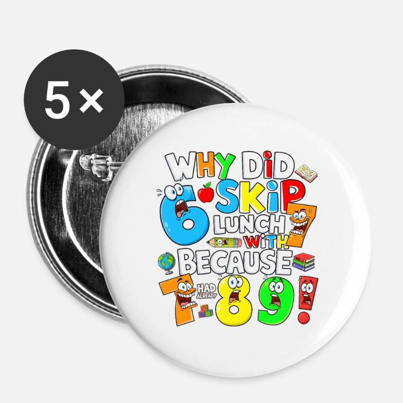 Why I Skipped Lunch Cartoon Tee - Buttons large 2.2''/56 mm (5-pack) - white