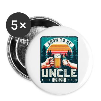 Onkel 2026, Werdender Onkel, Zukünftiger Onkel - Buttons groß 56 mm (5er Pack) - Weiß - Vorne
