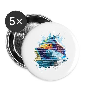 Ship in Colorful Watercolor - Buttons large 2.2''/56 mm (5-pack) - white - Front
