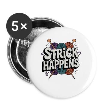 Knitting Happens funny knitting motif colorful - Buttons large 2.2''/56 mm (5-pack) - white - Front