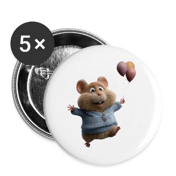 gdimido_Ein_Hamster_fliegt_mit_Ballonflgeln_ver - Buttons groß 56 mm (5er Pack) - Weiß - Vorne