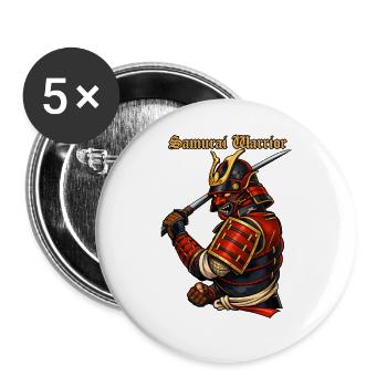 Samurai Warrior Japan Armor Conception Bushido - Lot de 5 grands badges (56 mm) - blanc - Devant