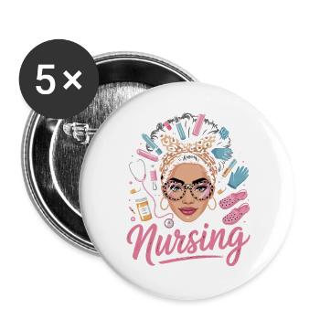 Nursing Glam : Tendance de l’héroïne infirmière - Lot de 5 grands badges (56 mm) - blanc - Devant