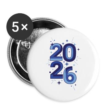 Celebrate 2026 New Year's Eve Fireworks - Buttons large 2.2''/56 mm (5-pack) - white - Front